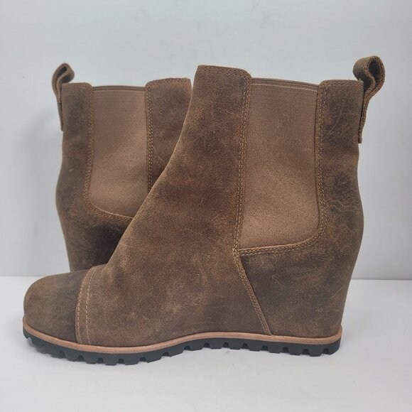 UGG Pax Waterproof Chipmunk Brown Leather Wedge Ankle Boots 1095136 US Size 8.5 - Picture 5 of 11